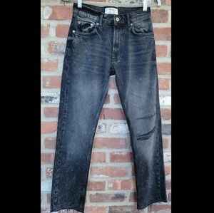 NWOT Free People High Waist Vixen Cigarette Jeans Straight Leg Black Denim sz 25